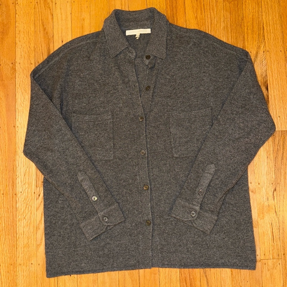 Charcoal Gray Button-Front Women's Sweater Shirt